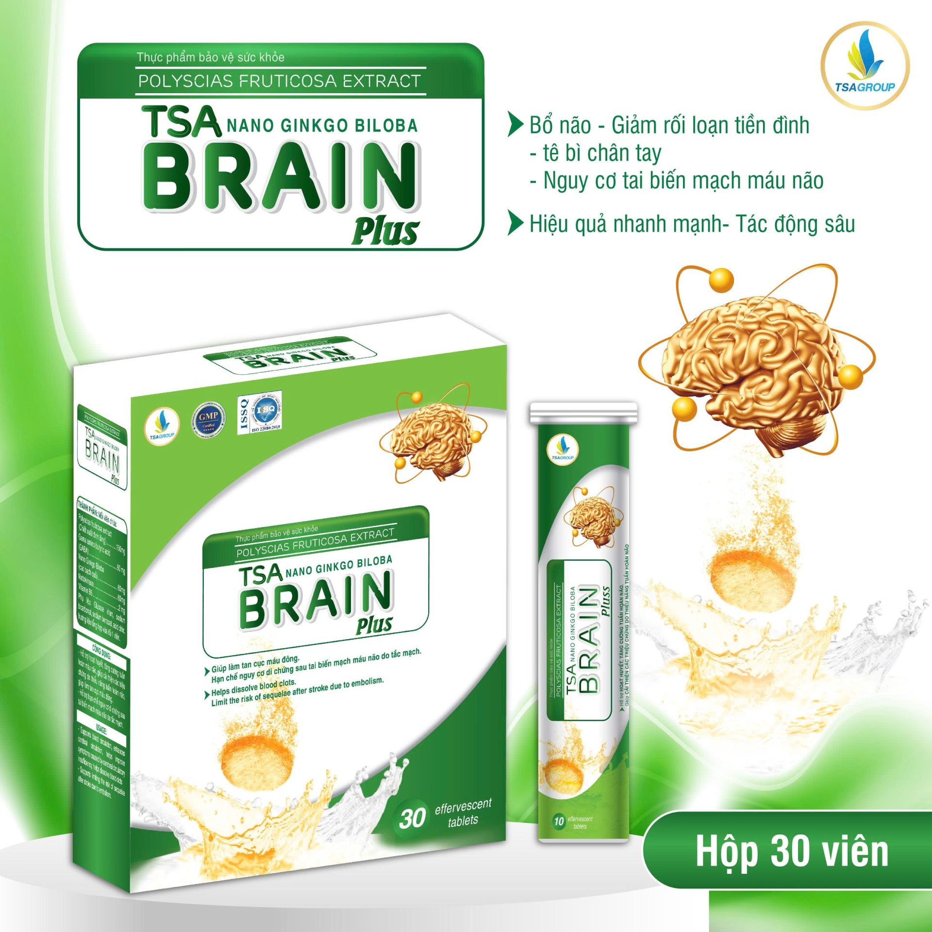 SỦI BỔ NÃO TSA NANOGINKGO BILOBA BRAIN PLUS 30 VIÊN